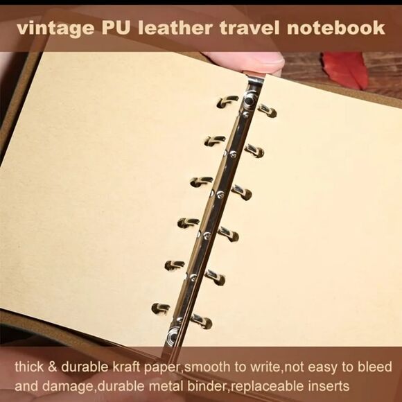 BROWN PU Leather pirate Nautical journal Diary notebook boat wheel compa… - Picture 3 of 4